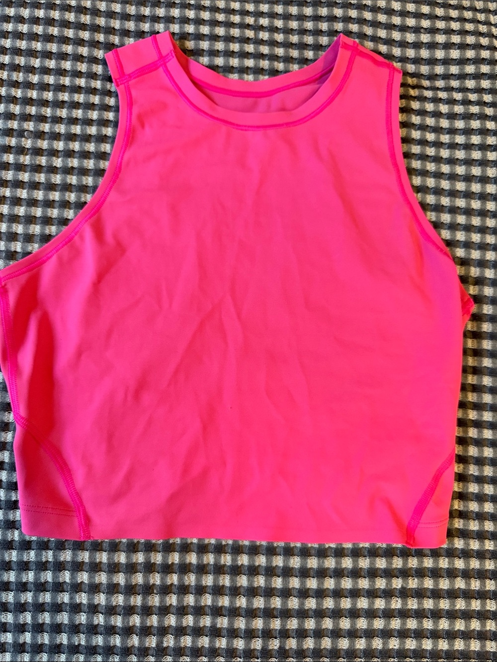Cropped High-Neck Athletic Tank in Hot Pink